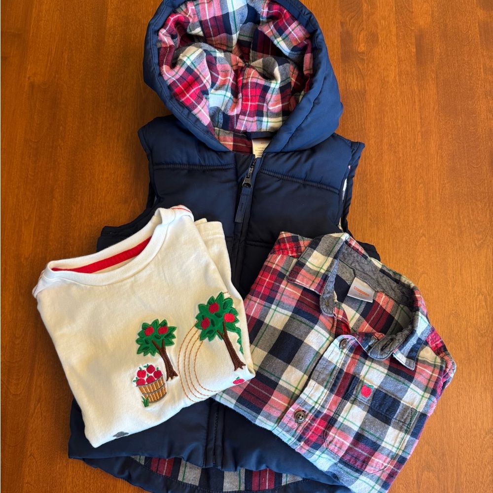 Gymboree Plaid Puffer Vest and Shirt Set